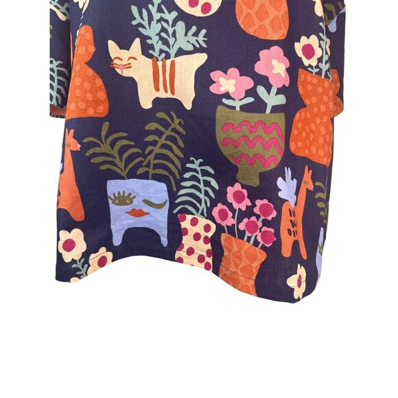 Princess Highway Size 10 Cat Vase Print Top Relaxed Fit Short Sleeve NWT - Picture 6 of 12